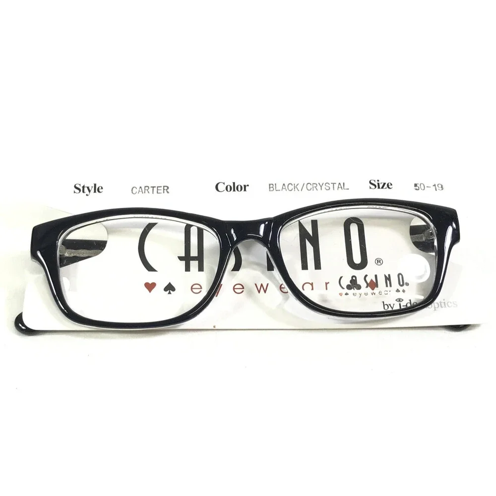 Casino Eyewear Eyeglasses Frames CARTER BLACK/CRYSTAL Cat Eye Full Rim 50-19-140